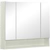 Specchio Bagno Contenitore Con 3 Ante Soft Close, 90x15x75 Cm Mobile Bagno Con Specchio, Ripiani Regolabili, Scomparto Aperto, Mobilettto Bagno Da pa