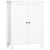 Mobiletto Da Bagno Salvaspazio, Armadietto Da Bagno Multiuso Con Armadietto 2 Ripiani 2 Ante Maniglie In Mdf 60 X 30 X 80cm Bianco
