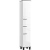 Mobile Colonna Bagno Con 2 Armadietti Con Ripiani Regolabili E Cassetto, 34x32x190 Cm, Bianco