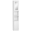 Colonna Bagno Salvaspazio In Legno Con Specchio E Apertura A Pressione, 30x28x170cm, Bianco
