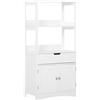 Mobile Bagno Con Mensole, Armadietto E Cassetto, Mobiletto Da Bagno Multiuso In Legno, Bianco, 60x33x122.5cm