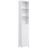 Mobiletto A Colonna Bagno Salvaspazio In Mdf Bianco, Armadietto Bagno Multifunzione Per Camera Con 3 Ripiani 34x24x170cm