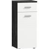 Mobile Bagno Con Cassetto E Armadietto In Legno, 35x30x77.5cm, Bianco E Nero