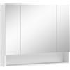 Specchiera Bagno Con Armadietto 3 Ante Soft Close E Ripiani Regolabili, 90x15x75 Cm, Bianco