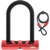 ABUS Ultimate 420 U-lock + supporto USH + cavo di sicurezza Cobra 10/120 - Set di lucchetti per biciclette - Livello di sicurezza 12 - Nero/Rosso