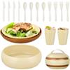 Yitriden Set di stoviglie da campeggio, 21 pezzi, in plastica, per 4 persone, accessori da campeggio, con piatto, ciabattino, bicchiere, set di posate