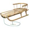 BAS Slittino in legno di faggio con schienale e corda da traino - Classico slittino per bambini con pattini in metallo - Stabile slittino per bambini - Sicuro slittino da neve per il divertimento