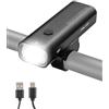ROCKBROS Luce Anteriore Bici LED 600 Lumen, Impermeabile IPX6, 4 modalità di Illuminazione, Luce Frontale Ricaricabile e Leggero per MTB, Bici da Corsa, City Bike e E-Bike