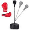 RELAX4LIFE Piattaforma Punching Ball da Boxe con Guanti Professionali, Palla Veloce da Boxe, Base Riempibile con Dischetti a Ventosa, Palo Telescopico con Altezza Regolabile 140/158 cm