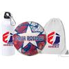 Generico Pallone con i colori della squadra di Bologna e scritta Forza Rossoblu + una borraccia bianca in alluminio e sacca in nylon con stampa dei colori della tua squadra del cuore tifoso regalo