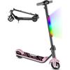 scoot4kids Monopattino elettrico per bambini 6-12 anni, motore 80W, velocità 6/12 km/h, autonomia 8 km, capacità 50 kg, display LED & luci arcobaleno, monopattino pieghevole per bambini (Nero)