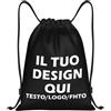 ROHBVMN Zaino Personalizzato,sacca sportiva per Uomo e Donna personalizzati,borsone palestra,borsa piscina, Borsa a Sacca con il Tuo Logo, Ideale per Sport, Allenamento e Tempo Libero