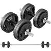 SPORTNOW Set Pesi Palestra 2 in 1 da 42kg in Acciaio Regolabile, Set Manubri Regolabili con Impugnatura Antiscivolo, Bilanciere Palestra e 2 Manubri per Allenamento Fitness in Casa, Nero