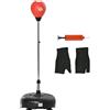 HOMCOM Palla da boxe Stand Up regolabile in altezza su 4 livelli con base imbottita Guanti e gonfiatore per adulti e adolescenti Ø45x132-158 cm Nero e Rosso