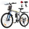 VARUN Bici Elettrica Pieghevole da 26'', Bicicletta Elettrica da 48V 374,4Wh Batteria Rimovibile, Autonomia di 70 km E Bike, Sospensione Completa, 7 Velocità MTB Elettrica Adatto a Tutti i Terreni