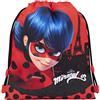 MIRACULOUS - Zainetto Bambina e Bambino Personalizzato Ladybug con Chiusura a Coulisse, Tasca Posteriore Zip e Sistema Anti-soffocamento, Valido come Sacca Sportiva e Asilo, 34x42h cm, Roso con Stampa