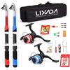 Tickas Canna da Pesca Mulinello Combo Kit Completo con 2 Pezzi Canne da Pesca telescopiche 2,1 m 2 Pezzi Mulinelli da Spinning Esche da Pesca Ganci Accessori Borsa d,Combo Canna da Pesca e Mulinello