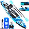 DURAERO Tavola gonfiabile da Stand Up Paddle, 330 x 76 x 15 cm, portata fino a 150 kg, supporto per cam, 3 pinne, doppia pagaia regolabile, accessori completi, blu mimetico