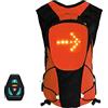 YLZBA Zaino Luminoso Bici,Zaino con Indicatori di Direzione A LED Giacca di Sicurezza Riflettente Zaino da Ciclismo per sport all'aria aperta, per bici e trekking(Orange-red)