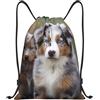Generic con Coulisse Coulisse Tasche Australian Shepherd Zainetti Fashion Sacca Sportivo per Donna Festival All'Aperto 36X42Cm
