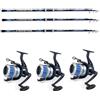 generico Canna Pesca Surfcasting MT. 4,20 GR. 200 Mulinello Filo Kit Combo 3 Canne + Mulinelli 7000