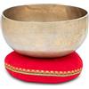 XDrum Set Campana Tibetana XDrum Omshanti 17 cm con Cuscino, Diametro: ca. 17 cm | Fatta a mano in India, Materiale: lega di ottone, Peso: ca. 900 g, Colore: oro, Ideale come base per campana tibetana