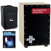 XDrum PERC CP-481 Cajon Peruana Black Wood Set (Set incl. Cajon con corpo in betulla e effetto snare, borsa zaino adatta per trasporto e conservazione sicuri e scuola di cajon per principianti)