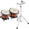 XDrum Bongos Pro Vintage Sunburst - 2 Tamburi con diametro 6,5 (17 cm) e 7,5 (20 cm) - Bonghi con pelli naturali accordabili, chiave di accordatura e supporto - Tamburi in legno rosso-marrone