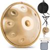 BIILOYY Strumento Handpan, 55 cm, 9 toni, 432 Hz, handpan in Re minore, con borsa per batteria, supporto, padella in acciaio, supporto, per principianti, professionisti, musicoterapia