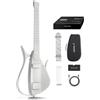 CYBER-G Enya CYBER-G Chitarra Smart - con corde in silicone, 24 suoni integrati, chitarra da viaggio silenziosa bianco con altoparlante, drum system, app e accordi interattivi per adulti o adolescenti