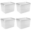 SUNWARE perfectly organised Sunware Comfort Line scatole in plastica con coperchio 36L - 50x40x26cm - set da 4 - contenitori in plastica con coperchio trasparenti impilabili