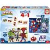 Educa - Spidey e i Suoi Fantastici Amici Superpack 4 in 1 | 2 Puzzle 25 e 50 Pezzi, Domino 28 Tessere, Memory 28 Carte | Licenza Marvel ufficiale | Dai 3 anni (19682)