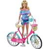Barbie Bicicletta per Bambole con Casco e Accessori, Multicolore, Giocattolo per Bambini 3 + Anni, DVX55