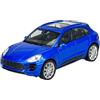 Generisch Welly modello auto compatibile con Porsche Macan Turbo blu dal 2014 ca 1/34 - 1/39 Metal Model Auto Die Cast Nuovo in scatola