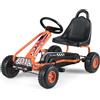 COSTWAY Go Kart a Pedali per Bambini, Go Kart Veicolo con Sedile Regolabile e Freno a Mano, per Bambini 3-6 Anni, Portata Massima 30 kg (Arancia)