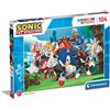 Clementoni - Puzzle Supercolor Sonic 104 Pezzi, per Bambini 6+ Anni, Colorata Illustrazione dei Personaggi del Videogioco, Idea Regalo, Made in Italy, 48,5x33,5 cm, 27159