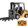 Pineeseatile Mini carrello elevatore, carrello elevatore giocattolo, telecomando a 3 velocità con luci e suoni, veicoli da costruzione RC con ricarica USB 1:64 per ragazzi ragazze bambini