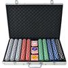 vidaXL Set per Gioco Poker 1000 Chips Fiches Valigetta Alluminio Gioco Carte