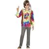 FIESTAS GUIRCA Costume da bambino Hippie - Abbigliamento per bambini anni 70 con maglietta multicolore Tie-Dye, gilet e pantaloni per bambini 7-9 anni