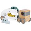 Janod Camion Bisarca in Legno Bolid, Rimorchio Removibile, 3 Vetture, Immaginazione e Abilità Fino-Motorie, Certificato FSC, Vernice ad Acqua, dai 2 Anni, J04637, Bianco