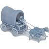 Outland Models HO Scala 1:87 Old West Carro carrozza con 2 cavalli e cavaliere, piccolo, grigio, non verniciato, montaggio richiesto, uso interno, tema veicolo, kit modello