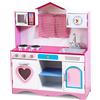 COSTWAY Cucina Giocattolo per Bambini in Legno, Cucina per Bambini con Forno, Microonde, Stufa a Gas, Lavello e Rubinetto, per 3 Anni+
