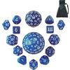 Poludie Set completo di dadi poliedrici DND D3-D100, set di dadi sferici per D&D con borsa per dadi Dragon Eye, D100 RPG, per giochi di ruolo e giochi di ruolo, giochi da tavolo MTG (blu con carattere