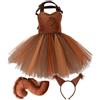 Generico Costume da scoiattolo per bambini,Costume di Halloween da scoiattolo per bambini | Costume da animale per bambino | Vestito tutù cosplay per ragazze a tema giungla con fascia per le orecchie, c