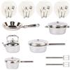 HOMICO Set da cucina in miniatura per casa delle bambole, 26 pezzi, include mini pentole, mini padelle, piatti, coltello, forchetta, cucchiaio, per casa delle bambole, giochi di ruolo, decorazioni per feste