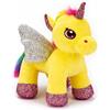 CARTOON Unicorno Peluche Lelly 24 cm Peluche Morbido colorato con Ali Glitterate Criniera Multicolore Made in Italy Idea Regalo per Bambine e Bambini (Giallo)