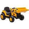 AIYAPLAY Ruspa Elettrica per Bambini 3-6 Anni con Licenza CAT e Benna, Macchina Elettrica Escavatore Trattore Giocattolo Cavalcabile 12V 7AH con 2 Motori, Telecomando, Musica, Bluetooth e USB, Giallo