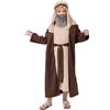 Generic Costume San Giuseppe Pastore Bambini con Copricapo e Tunica Set di Costumi Biblici per Ragazzi Costume da Principe Arabo di Dubai per Carnevale Abito Tradizionale per Natale e (a17-Brown, 8-9 Years)