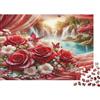 MZLPRWGQKTFD Rose Rosse Puzzle per Adulti Puzzle 1000 Pezzi Carta Cascata Farfalle Relax Famiglia Regalo 52x38cm/1000pcs
