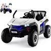RELAX4LIFE Macchina Elettrica per Bambini 12V, 2 Posti, con Luci Suoni, Ideale per Bambini 3-8 Anni, Capacità 60 kg (Bianco)